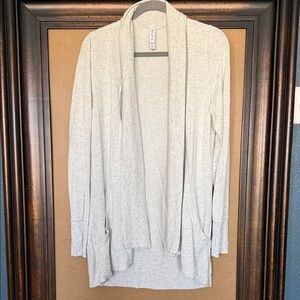 Athleta Light Heather Gray Open Front Cardigan